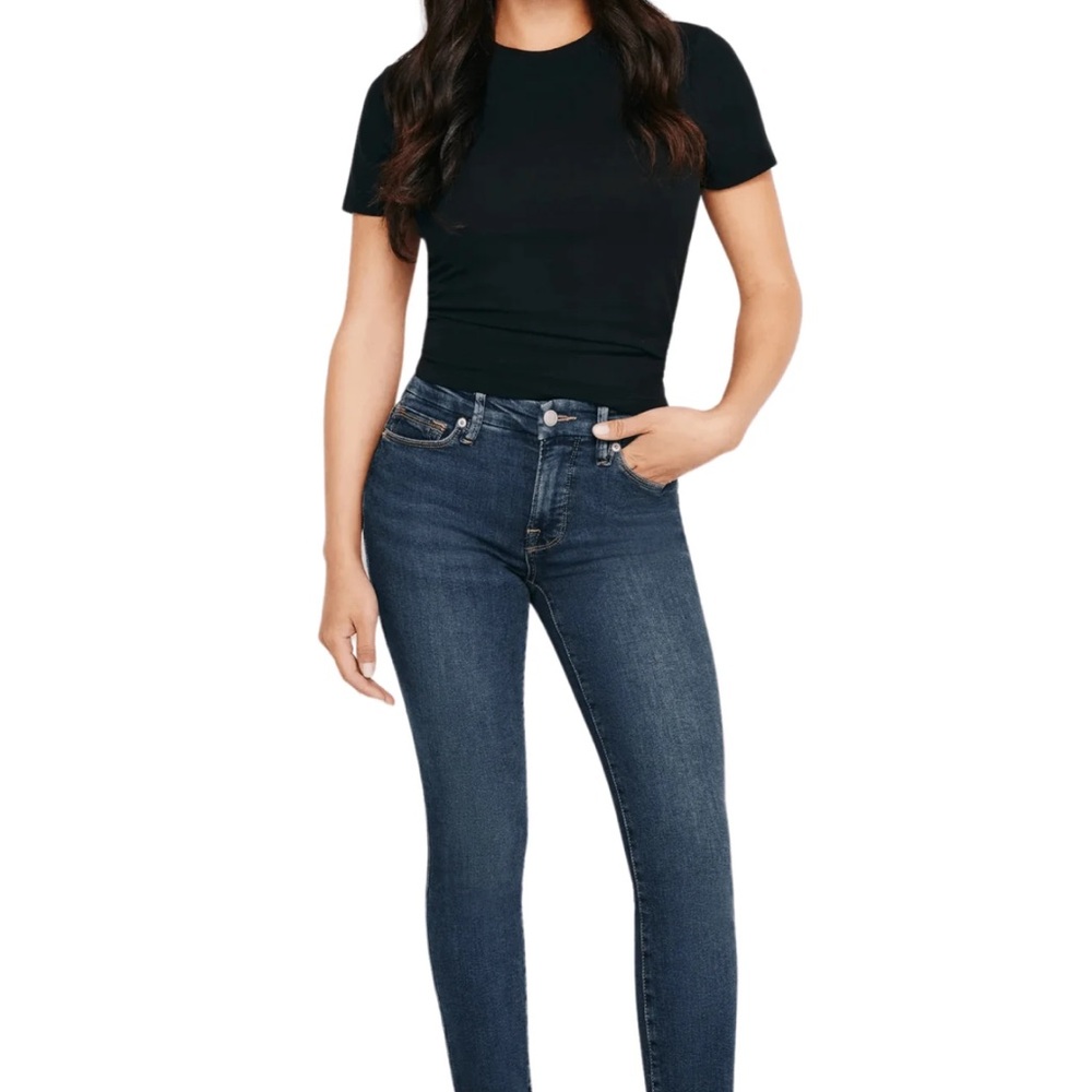 Good American Good Petite Skinny Jeans Blue609 with Stretch